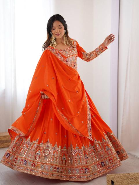 Orange Chhattisgarh lehenga choli manufacturers